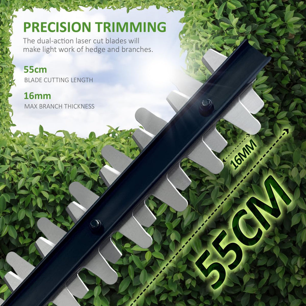 NETTA 600W Corded Hedge Trimmer – 55cm Diamond Blade Lightweight Cutter