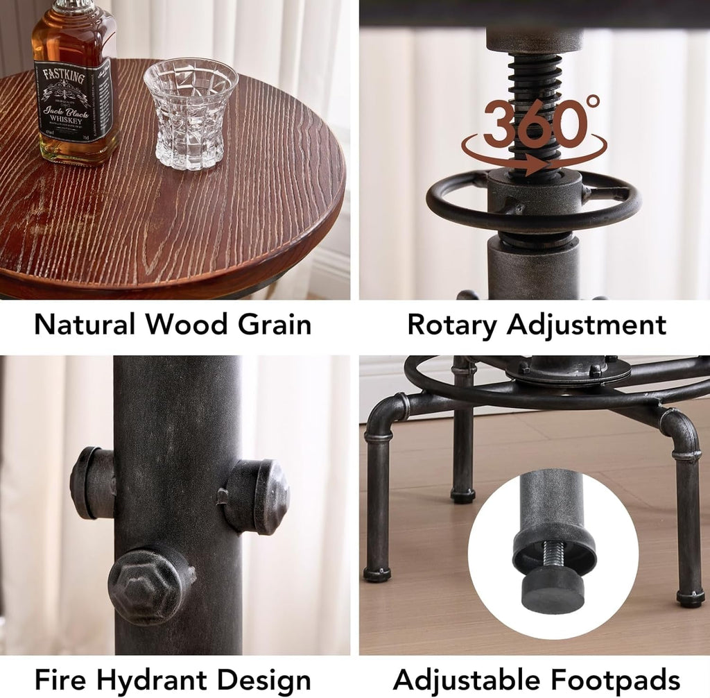 Topower Industrial Bar Table 31.5-41.3" Adjustable Pub Table Kitchen Dining Coffee Bistro Table Silver - image 3