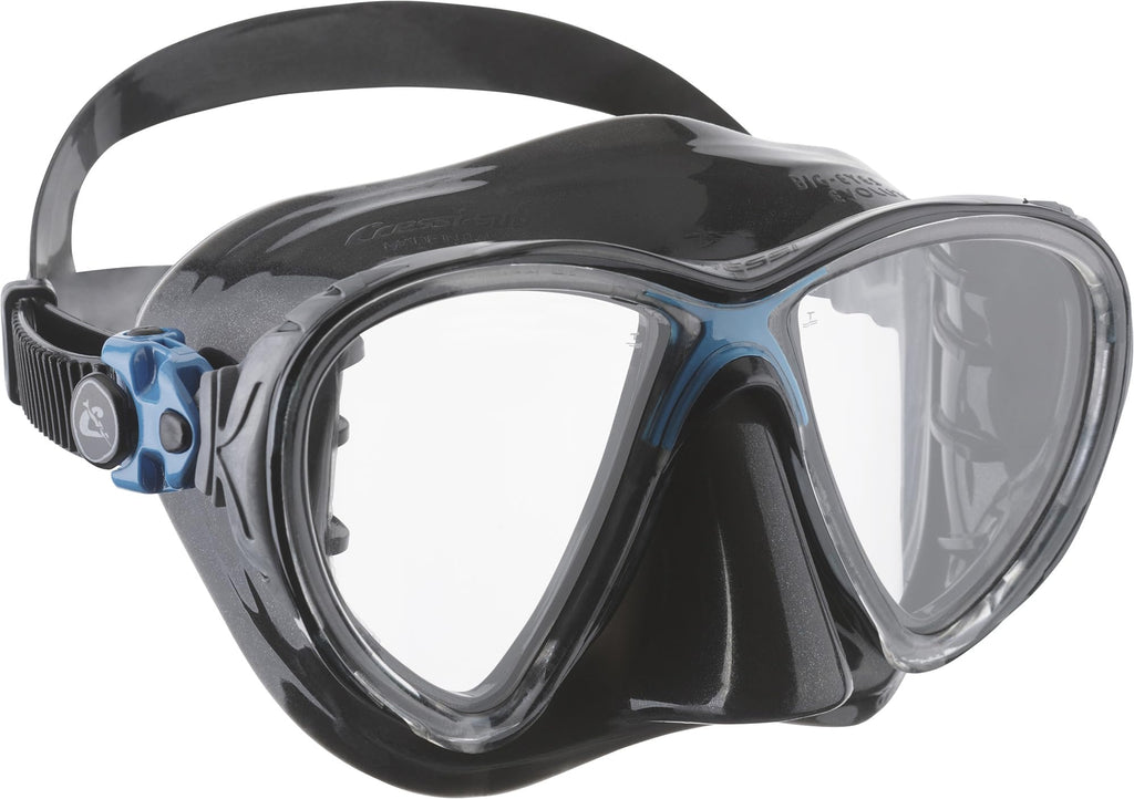 Cressi Big Eyes Evolution Mask & Alpha Dry Snorkel Set - Black/Blue