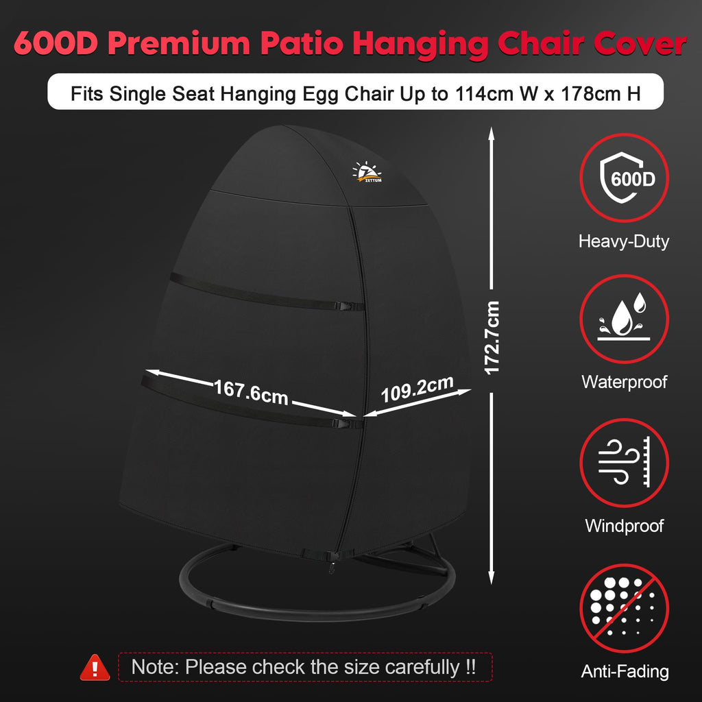 Zettum Double Egg Chair Cover | 600D Waterproof Heavy Duty Patio Cover