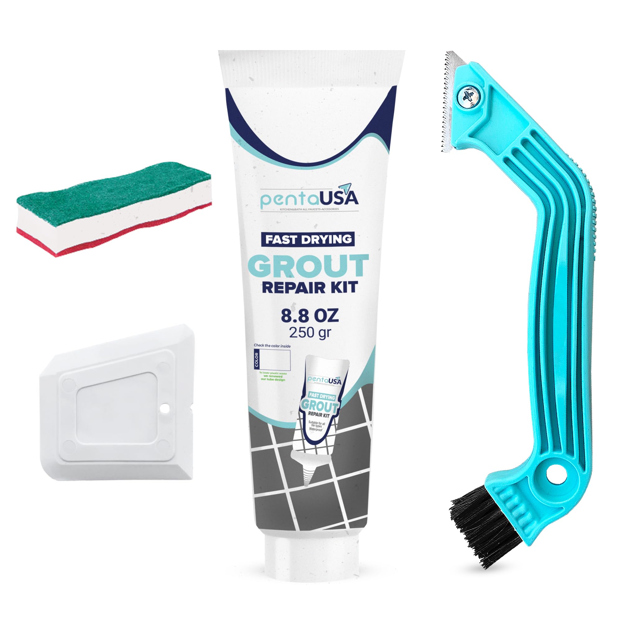 Jolof Store White Tile Grout Repair Kit - 250g Bundle with Scraper