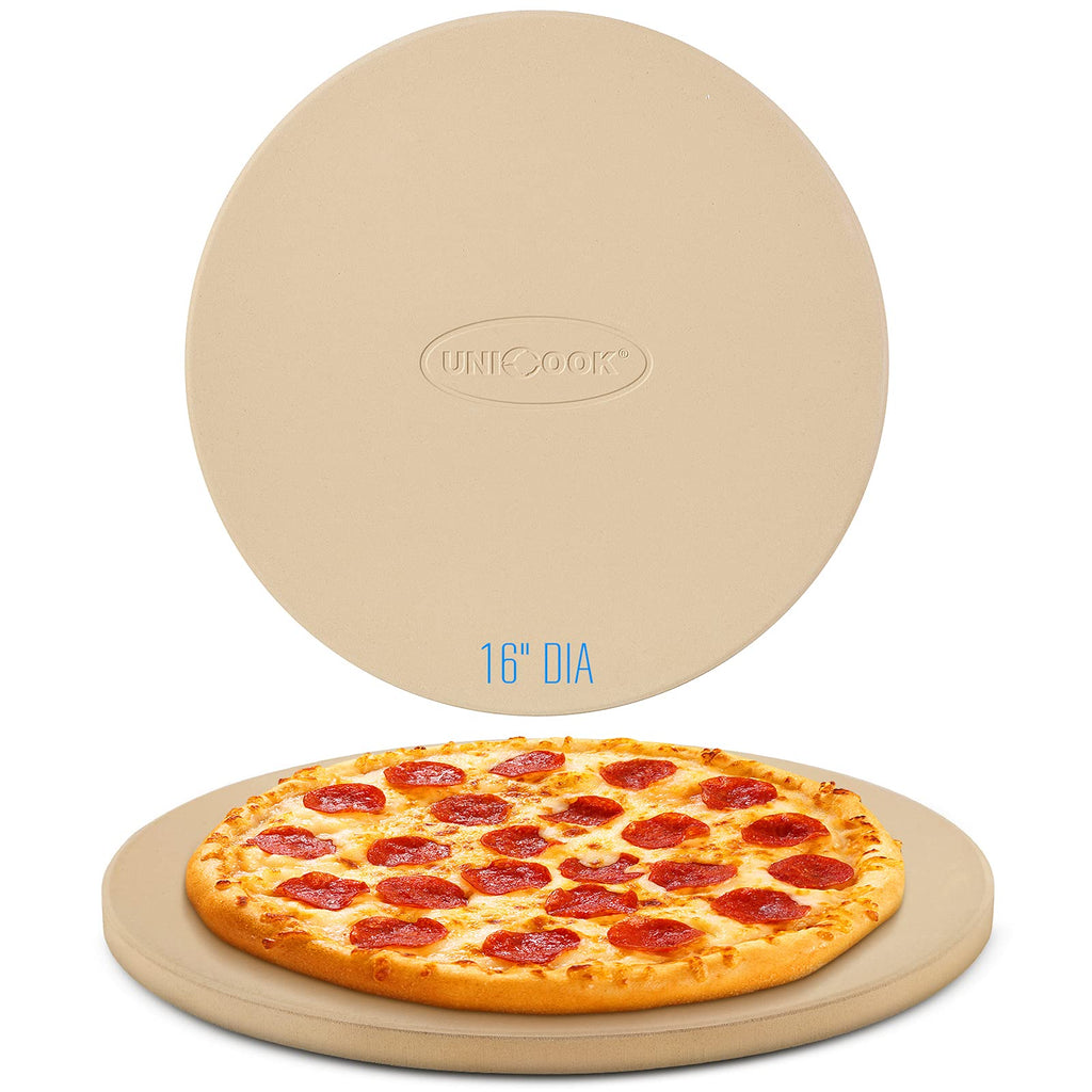 Unicook 16 Inch Cordierite Pizza Stone for Oven and BBQ | Round 40.6cm