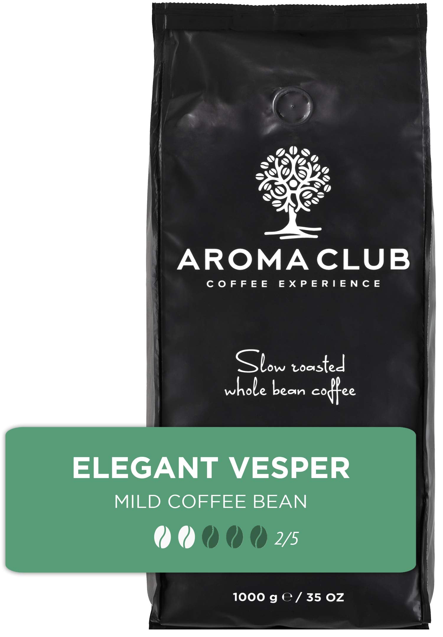 Aroma Club Elegant Vesper Medium Roast Whole Bean Coffee - 1KG Arabica