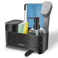 5-in-1 Kitchen Sink Organizer – Dual Soap Dispenser Set, Black