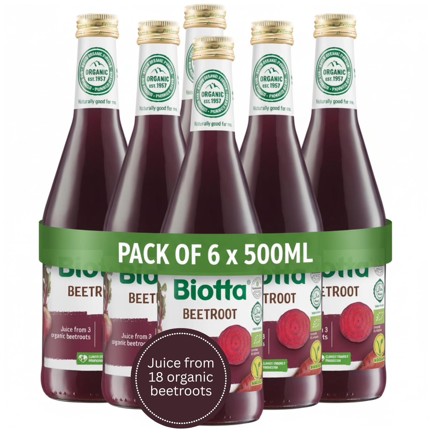 Biotta Organic Beetroot Juice – Lacto-Fermented Healthy Drink – 6 x 500ml