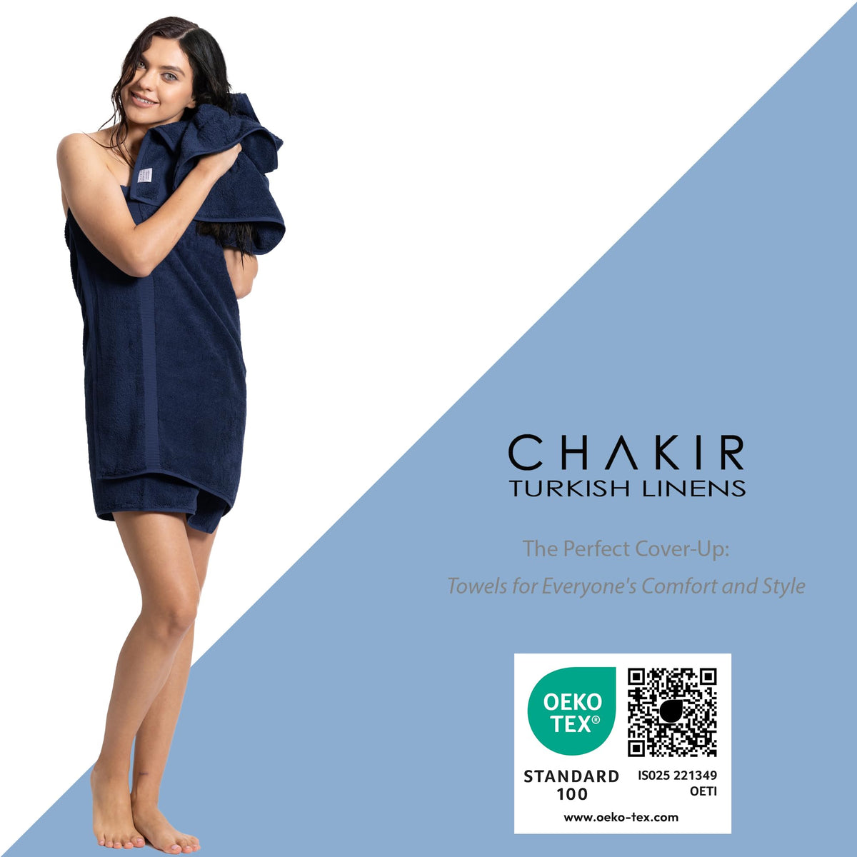 Chakir Turkish Linens | Hotel & Spa Quality 100% Cotton Premium Turkish Towels | Soft & Absorbent 4-Piece Bath Towels, Navy