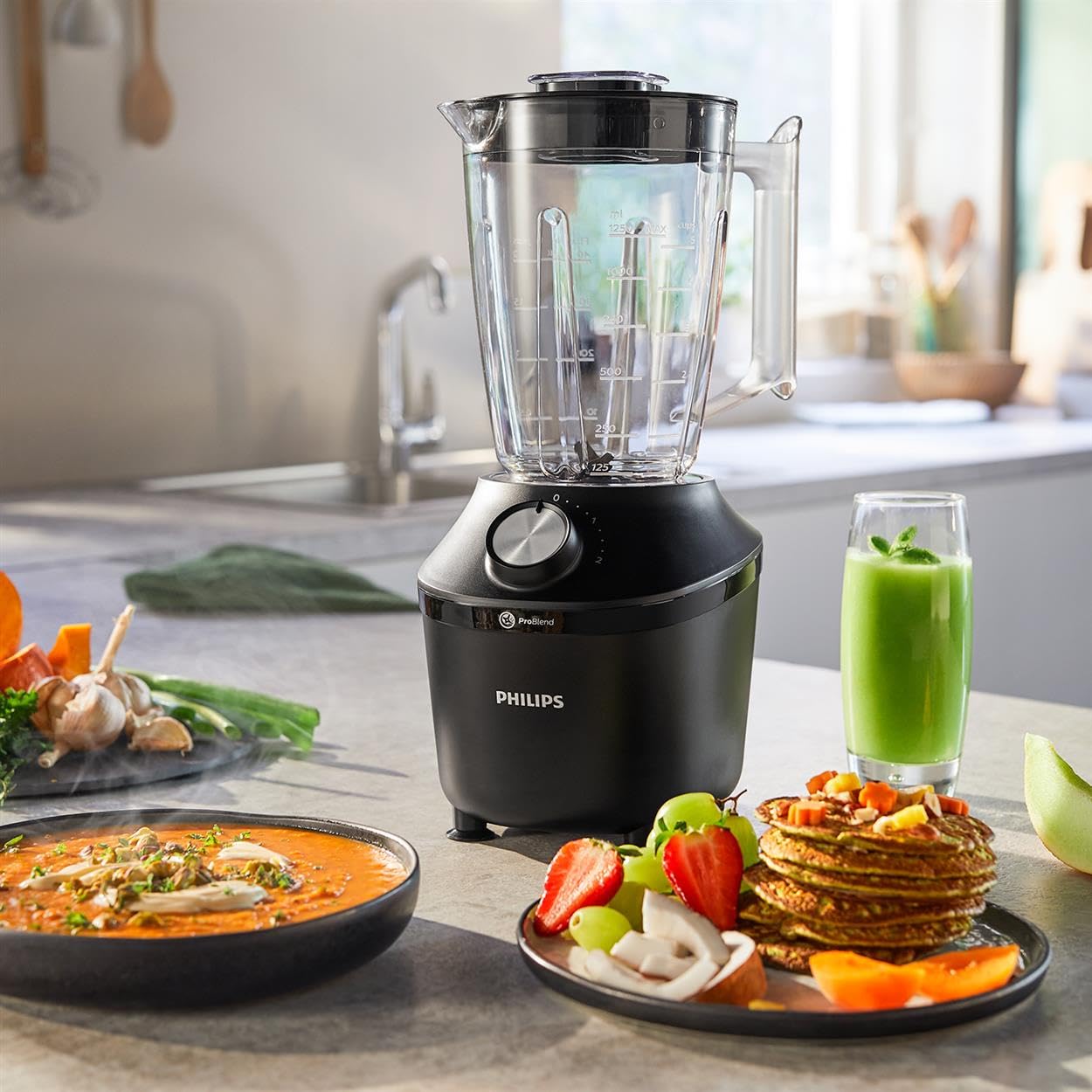Philips 3000 Series Blender – 600W Glass Jar Smoothie Maker, Black