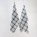 Linendo Linen Cotton Kitchen Towels | Black/White Checks | Set of 2