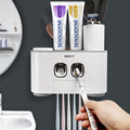 WEKITY Wall Mounted Toothbrush Holder with 2 Automatic Toothpaste Dispensers