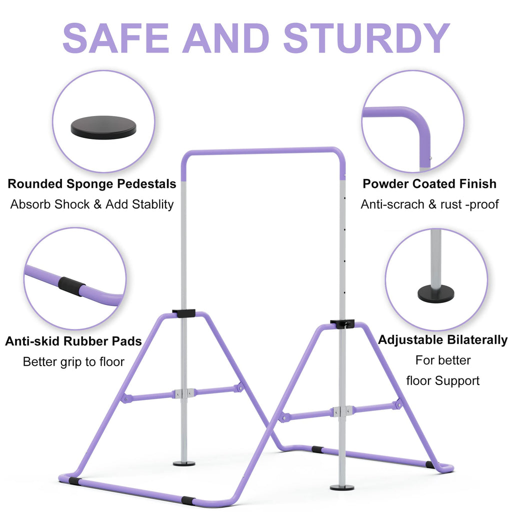 GYMMAGE Gymnastics Kip Bar with Pad | Adjustable Folding Training Bar
