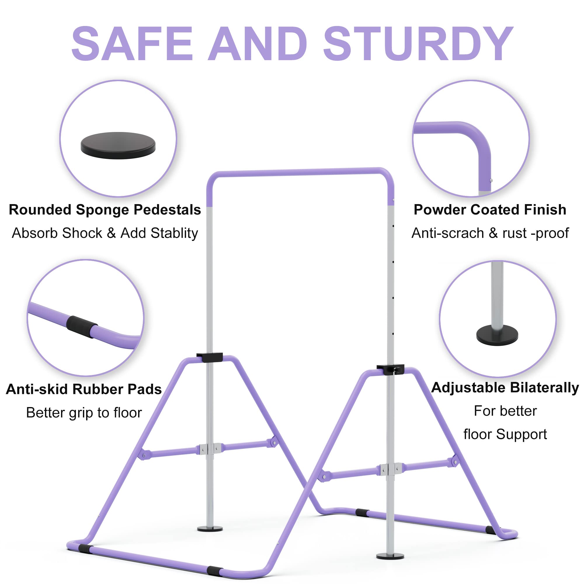 GYMMAGE Gymnastics Kip Bar with Pad | Adjustable Folding Training Bar