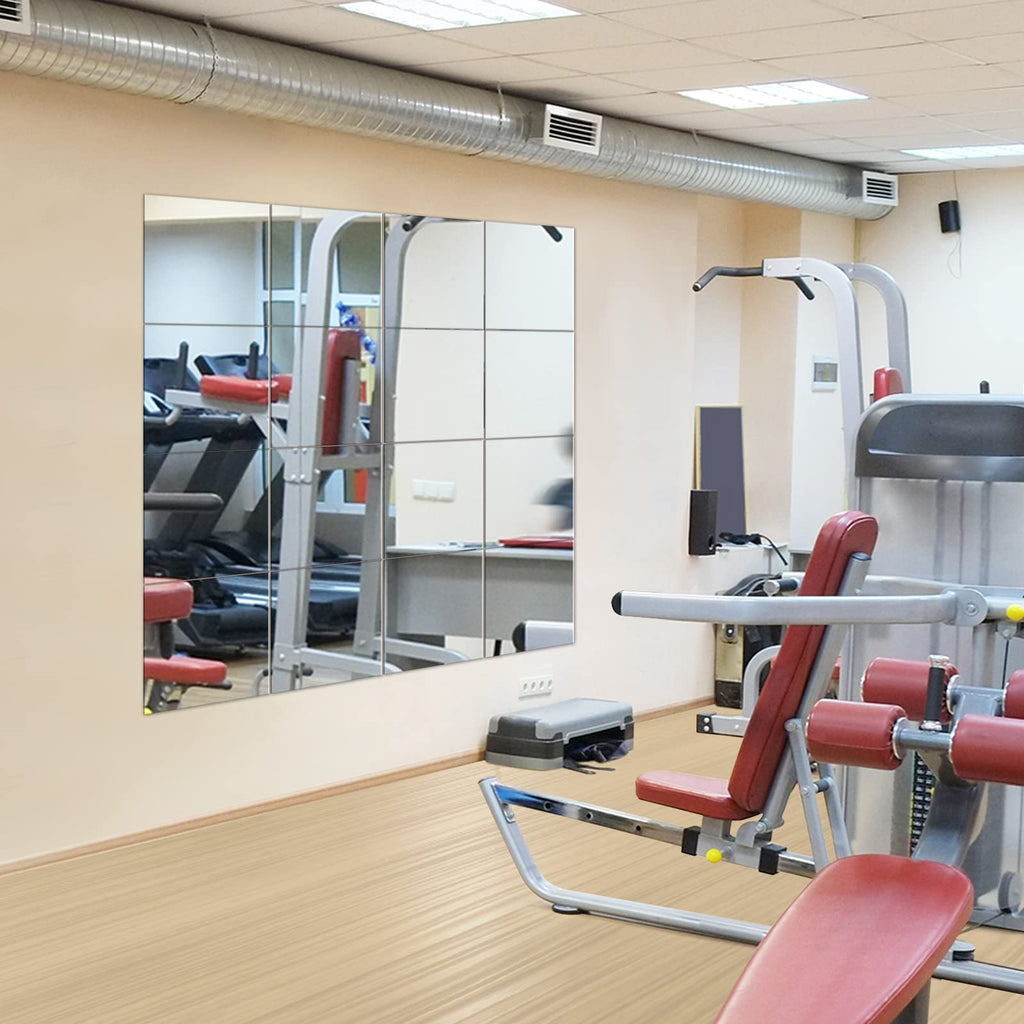 EVENLIVE Gym Mirrors for Home Gym | 16PCS Glass Mirror Tiles, 12x12 Inch