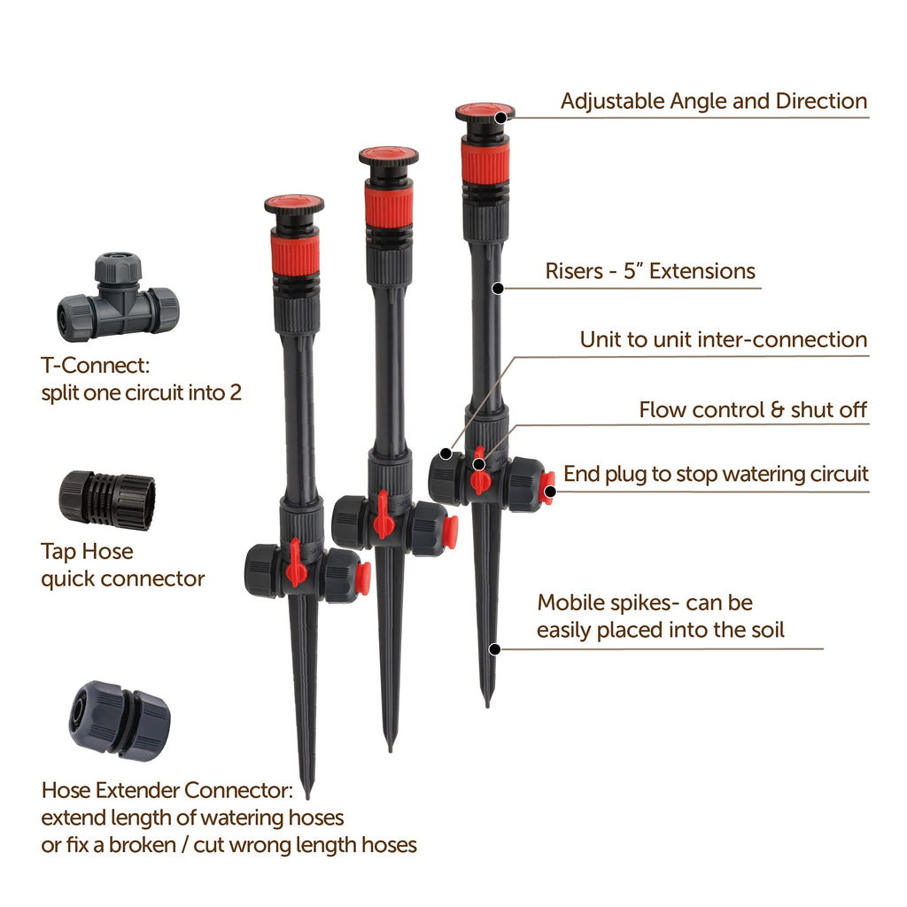 Eden Multi-Adjustable Flex Design Garden Sprinkler with Extension Set
