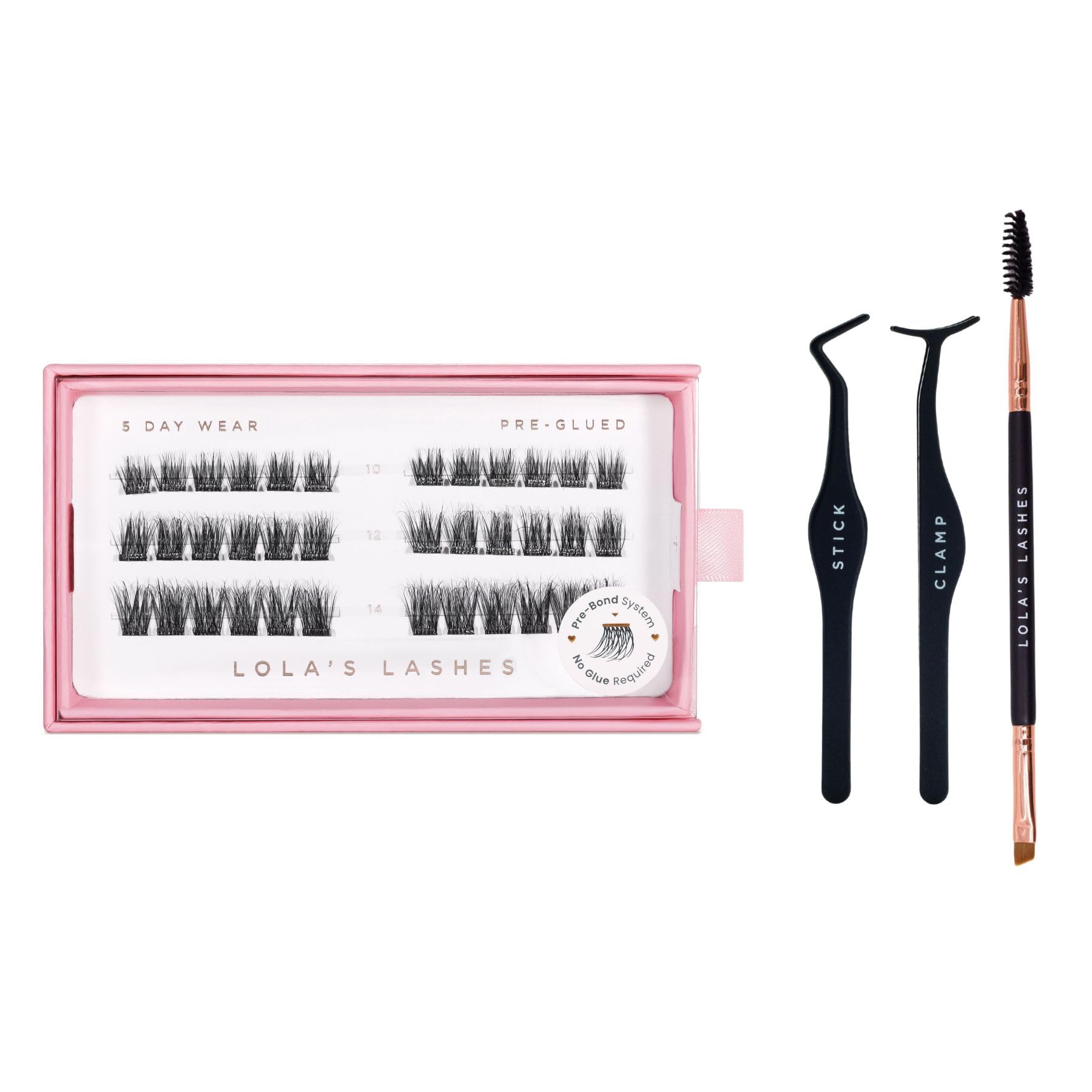 Lola's Lashes Soft Wisp Pre-Glued Lash Starter Kit | 3 Row Set
