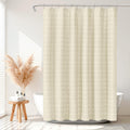 VANZAVANZU Boho Plaid Shower Curtain – Heavyweight Waterproof Linen