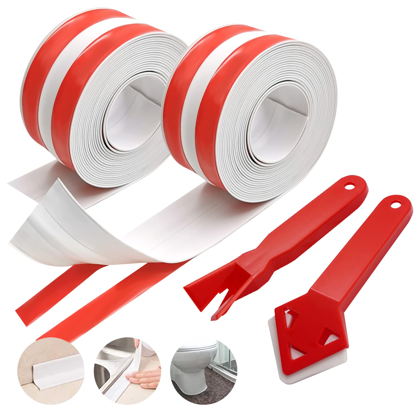 SNAILGARDEN Waterproof Bath Sealant Strip | 2 Rolls Acrylic Caulk Tape