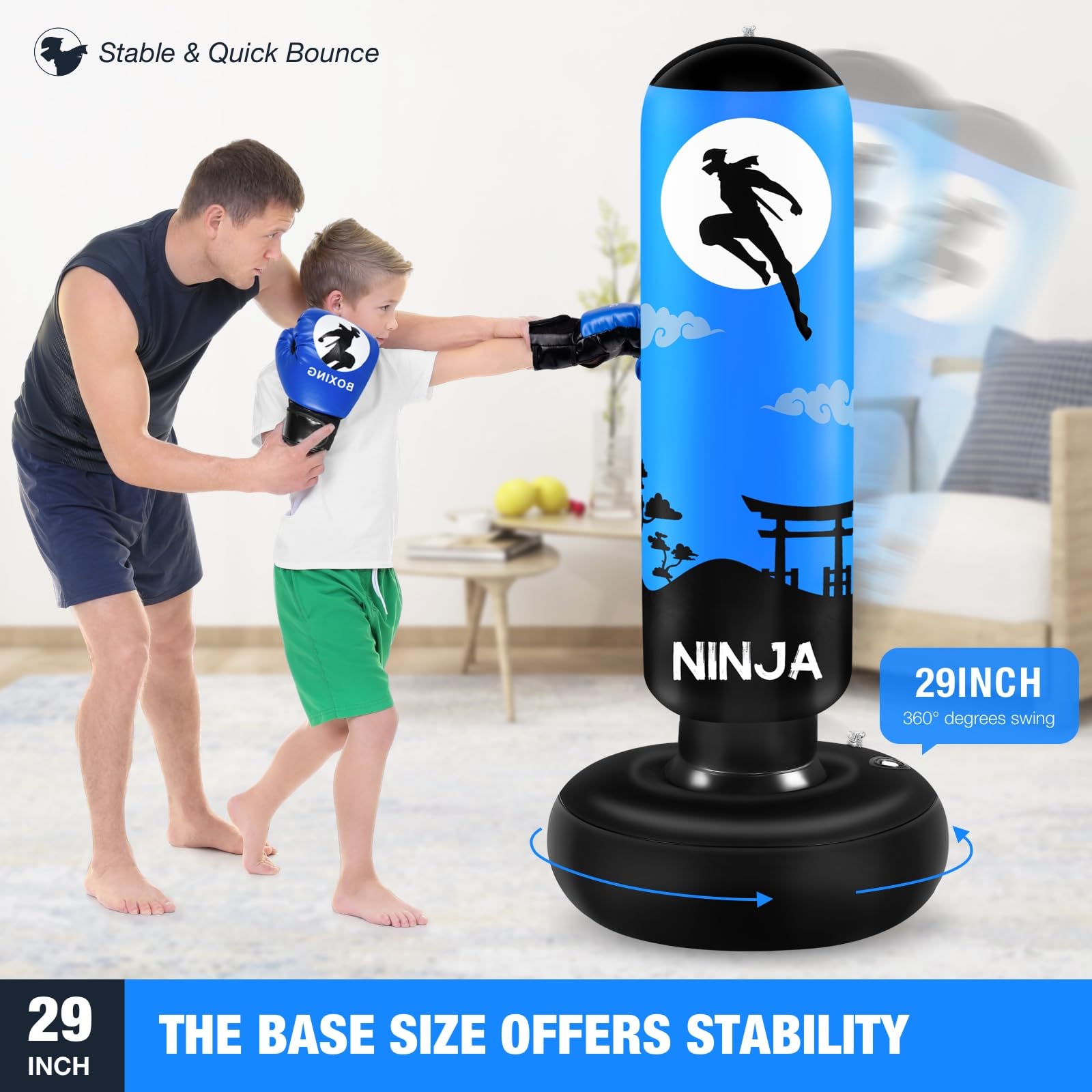 Kids Inflatable Punching Bag Set | 66" Karate & Boxing Kit