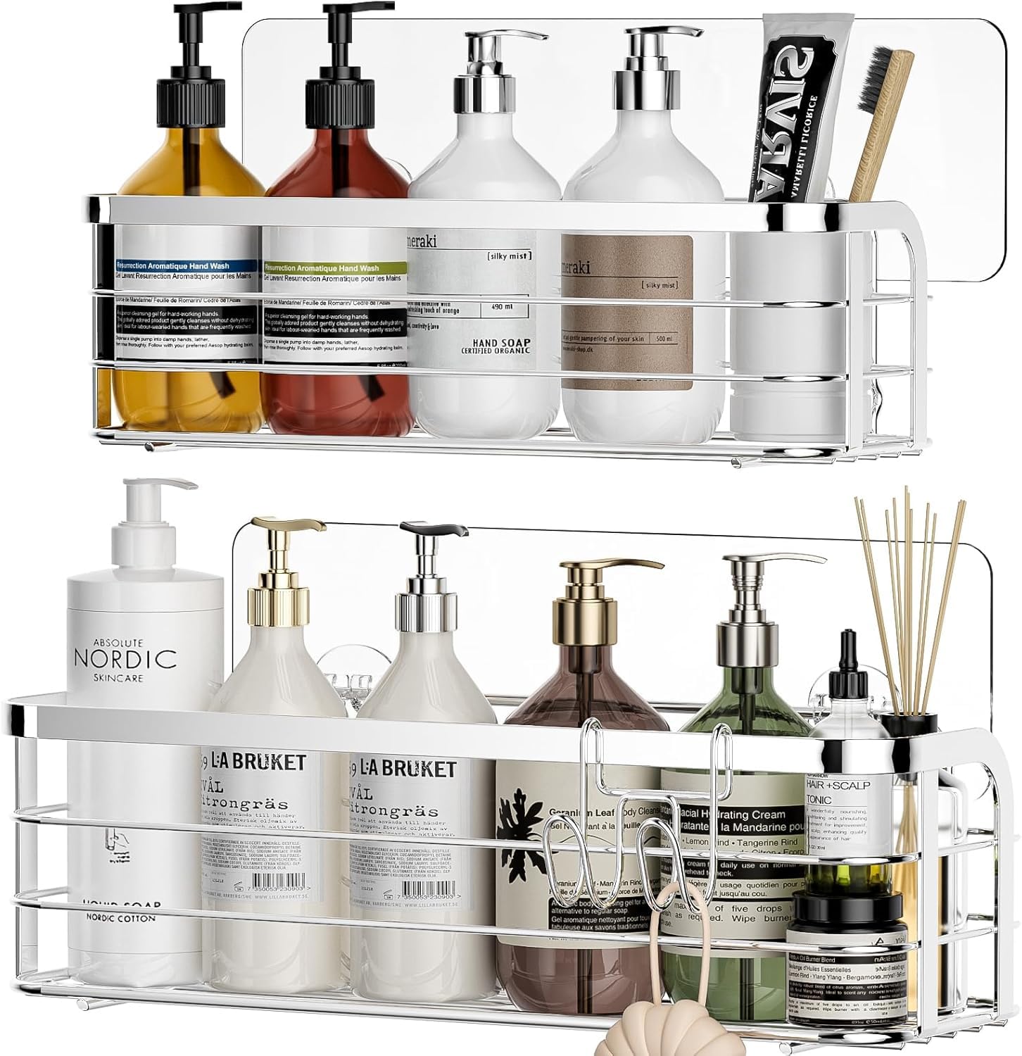 Luxear Shower Caddy – 2 Pack Rustproof Stainless Steel Adhesive Shelf