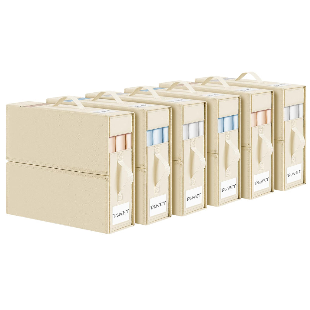 DIMJ Bed Sheet Organisers 6 Pack | Foldable Linen Storage for King & Queen