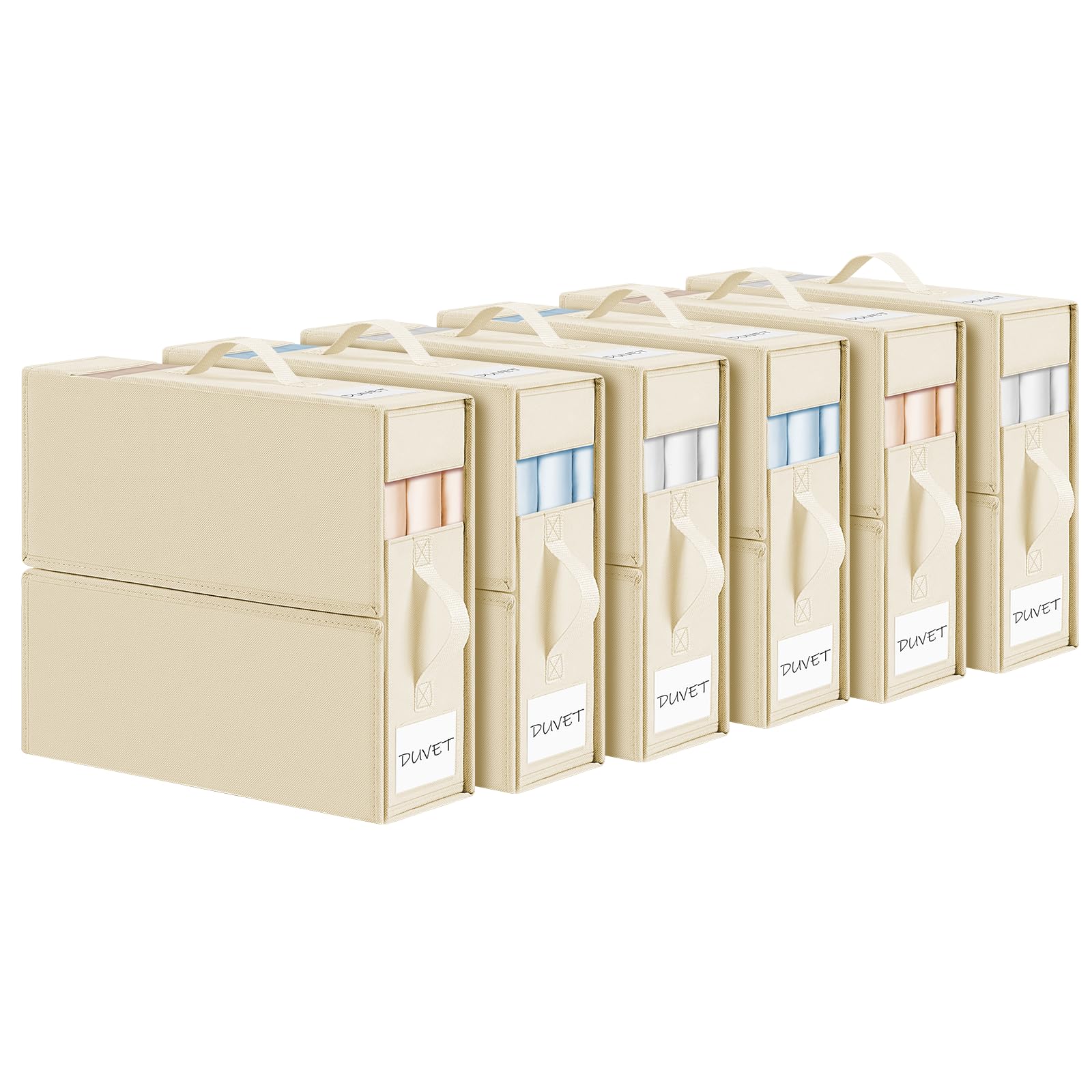 DIMJ Bed Sheet Organisers 6 Pack | Foldable Linen Storage for King & Queen