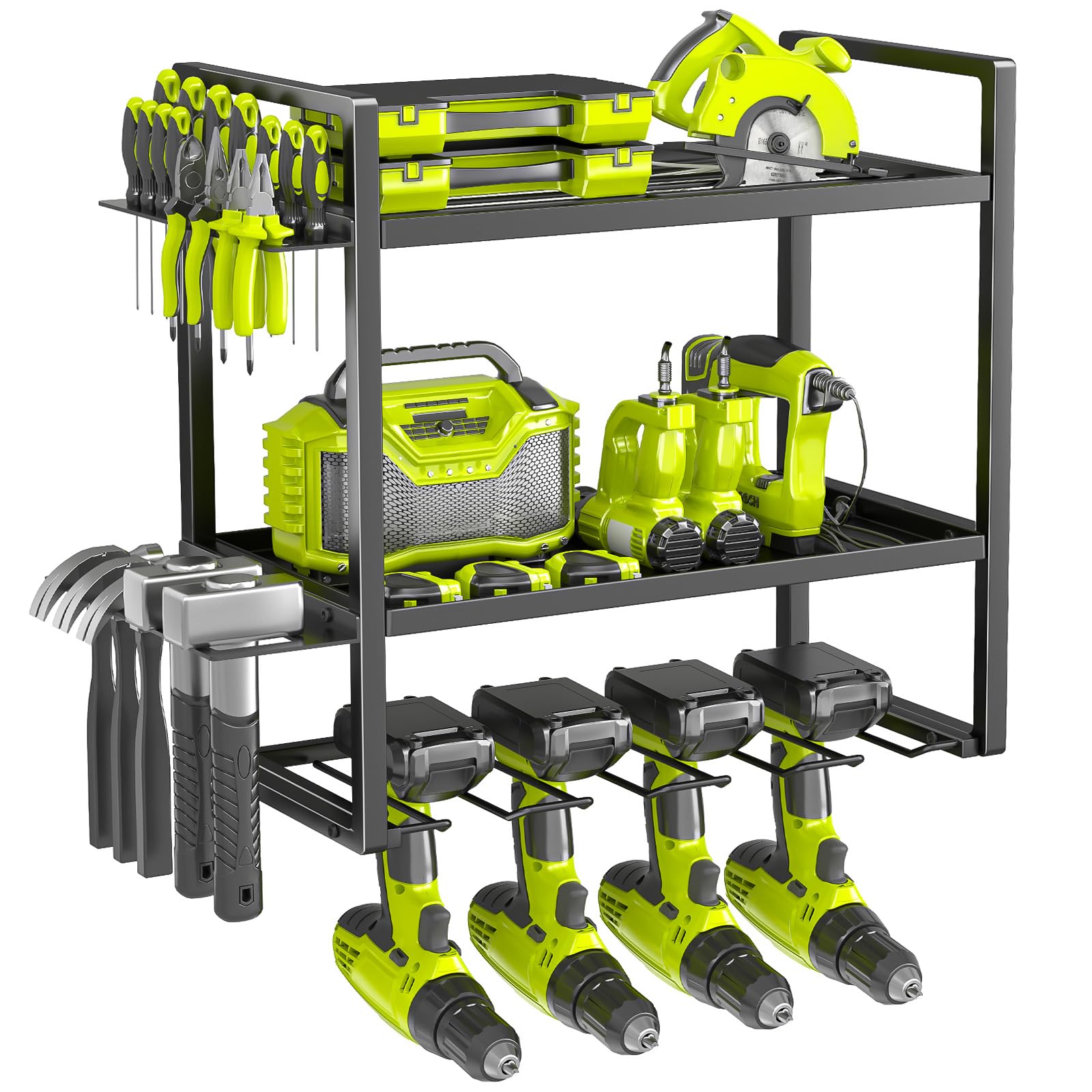 BILIONE 3-Layer Power Tool Storage Rack | Heavy Duty Wall Organizer