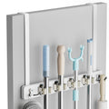 Lorbro Wood Broom Holder Door Mount | Over the Door Mop and Tool Rack