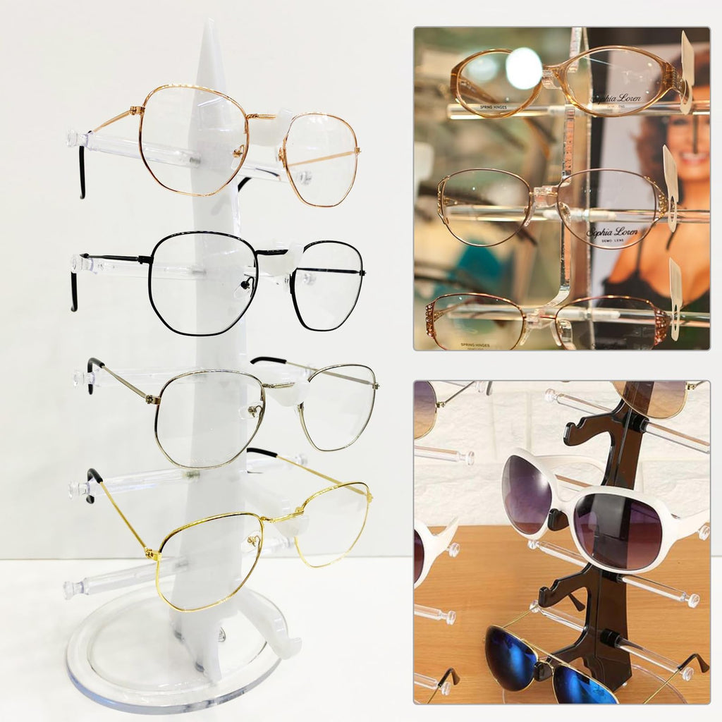 Omevett 5-Pair Plastic Sunglasses Stand - Transparent Sunglasses Holder for Multiple Pairs - Glass Cabinet Display - Eyeglasses Organizer - image 5