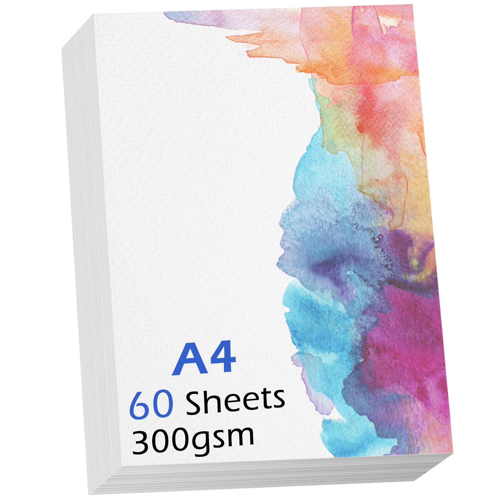 LUFEEMGA Watercolour Paper A4 - 300GSM Cold Pressed Cotton Pad, 60 Sheets