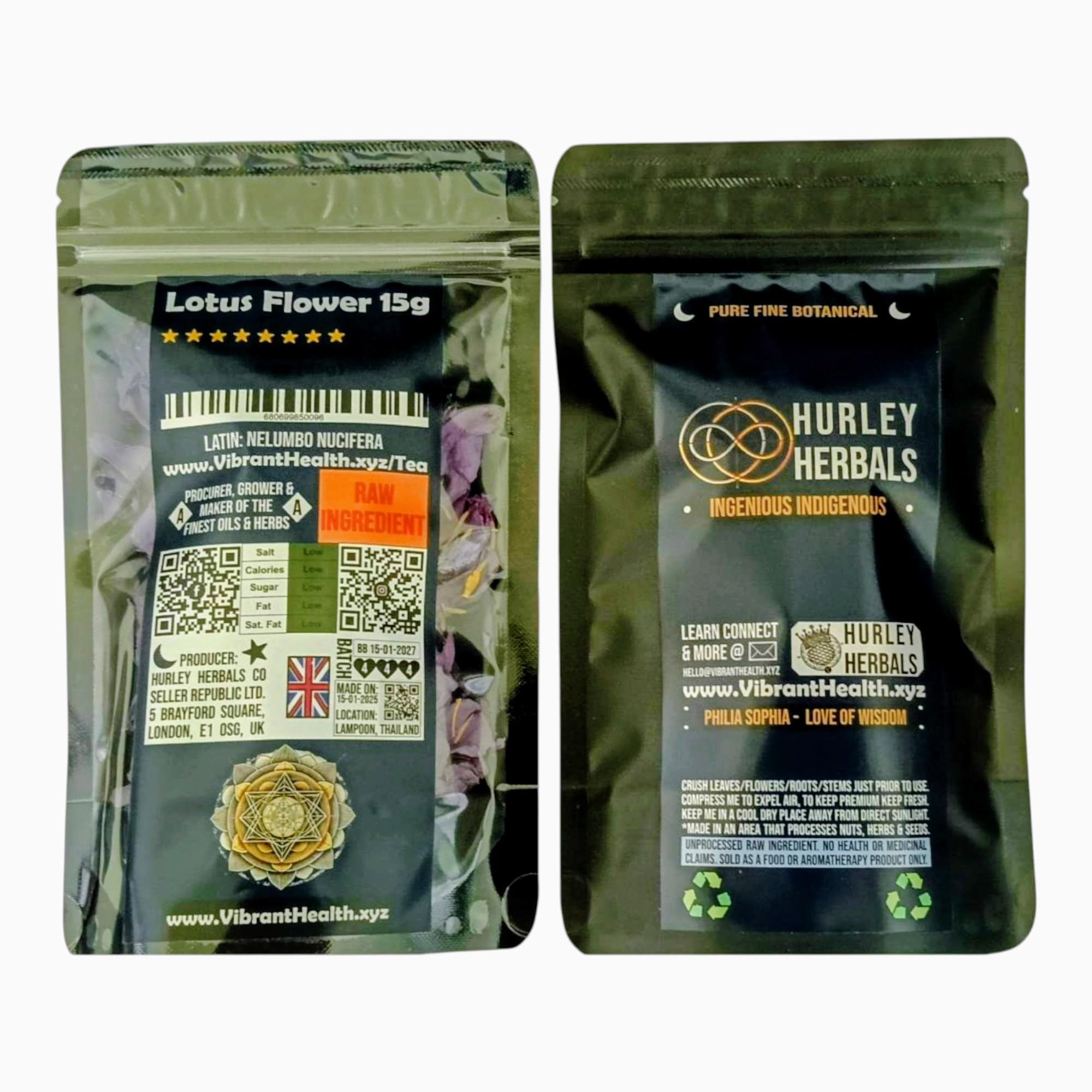 Jolof Store Lotus Flower - Raw Dried Nelumbo Nucifera Botanicals - 15g