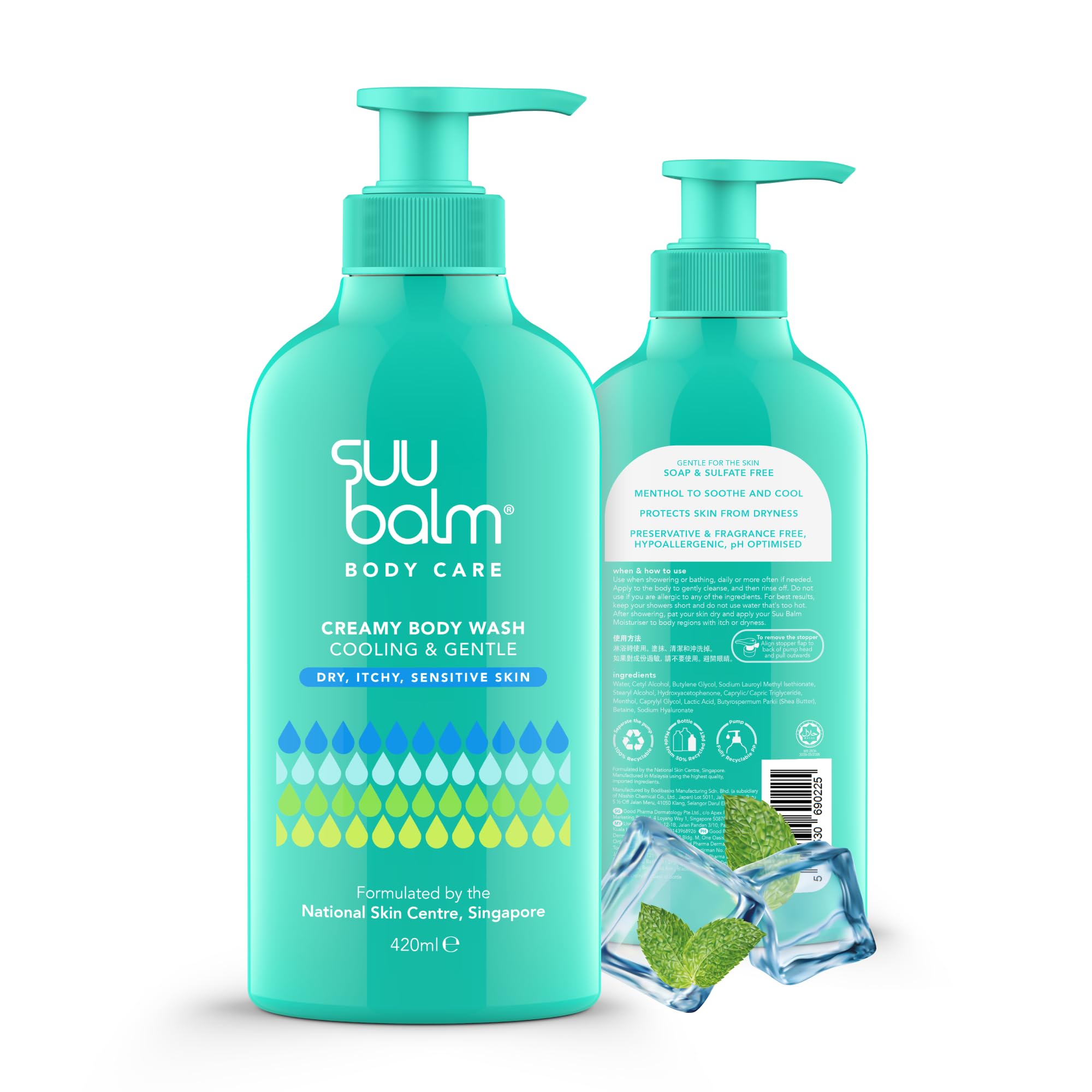 Suu Balm Anti Itch Body Wash | Eczema & Psoriasis Relief with Menthol