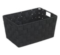 Wenko Adria Woven Storage Basket – Black Plastic Bathroom Organizer