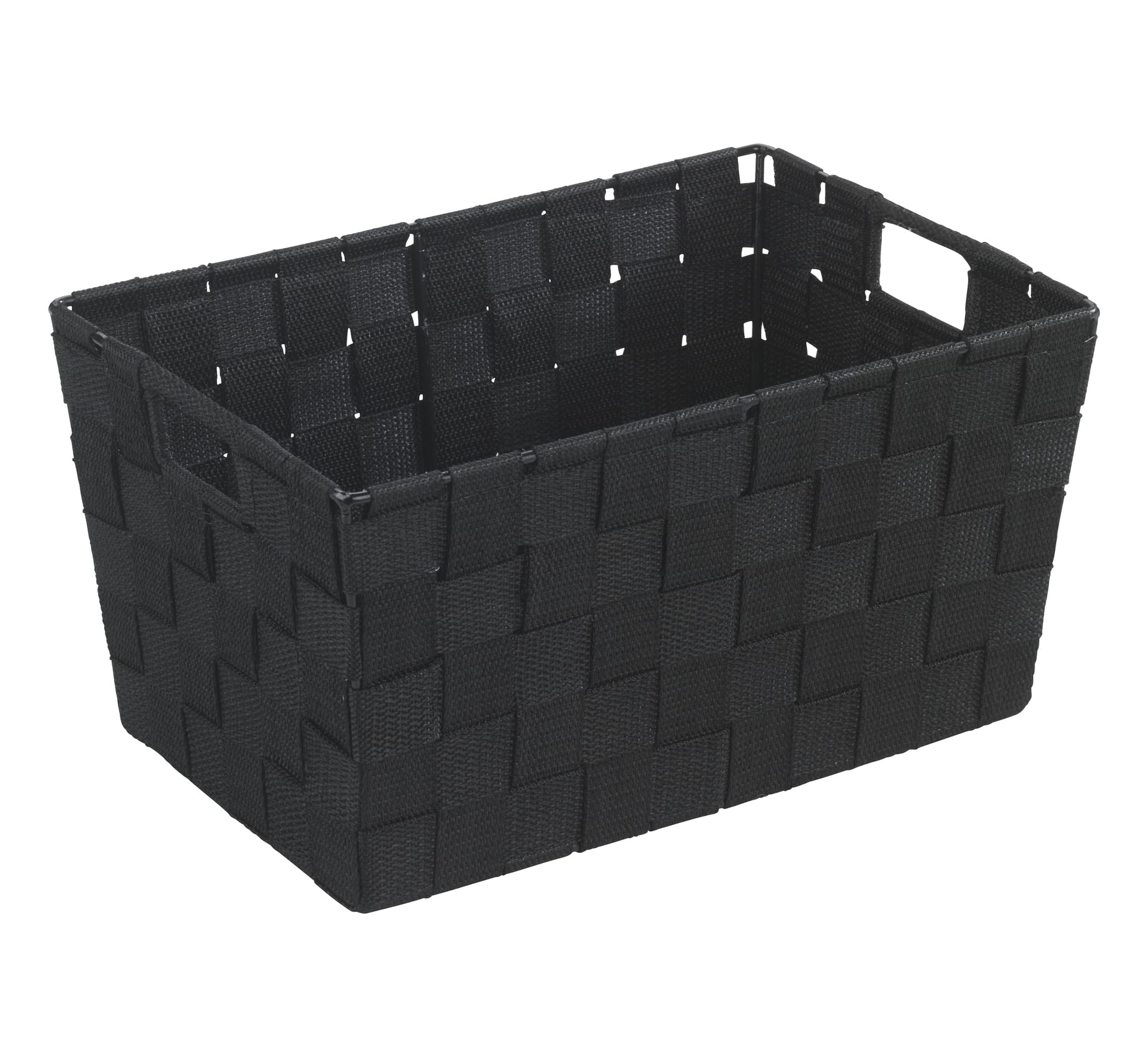 Wenko Adria Woven Storage Basket – Black Plastic Bathroom Organizer