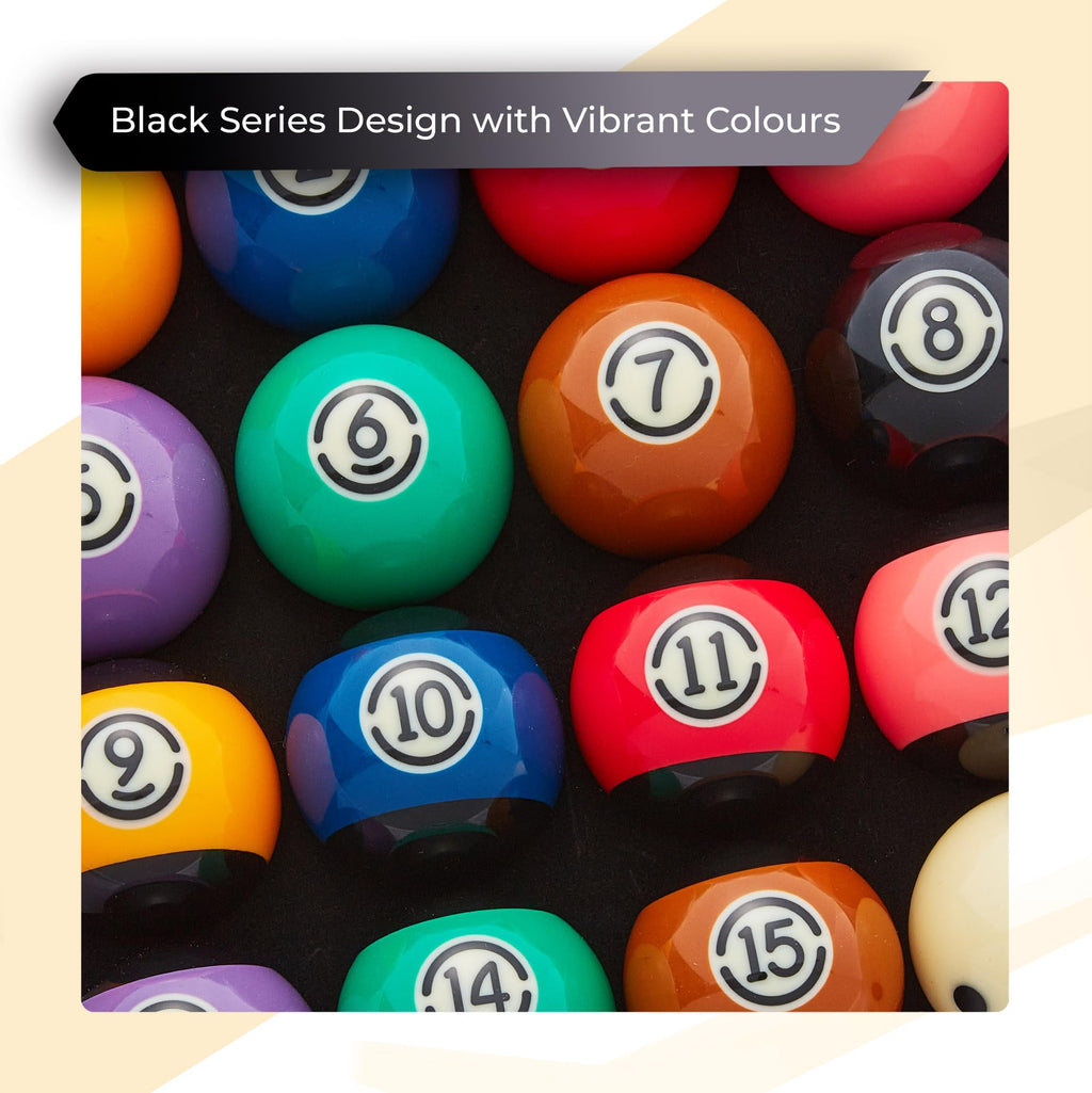 Cue-King Black Edition Pool Balls | Phenolic Resin 2.25" Regulation Set