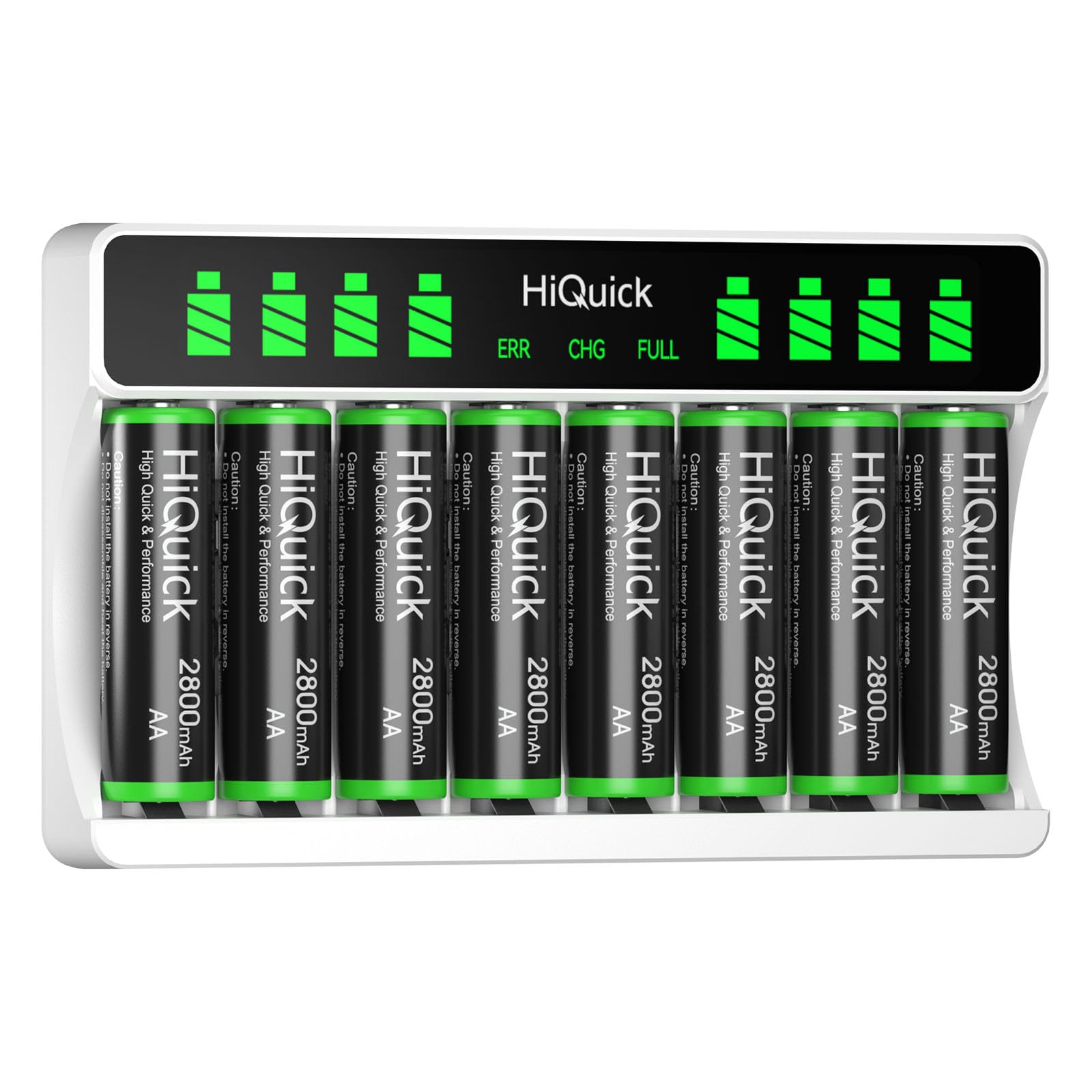 HiQuick 8-Slot AA AAA Battery Charger with 8x 2800mAh AA Batteries