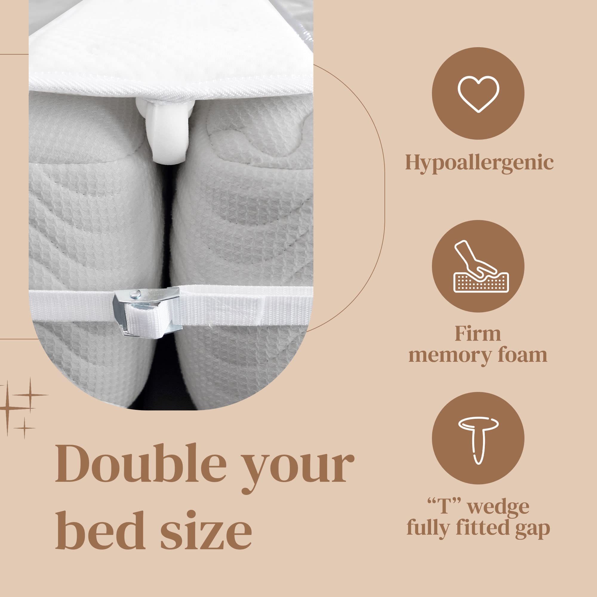 FeelAtHome Bed Bridge Twin to King Converter Kit with 33ft Strap
