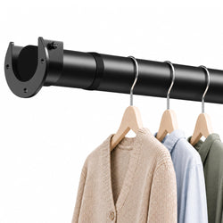 Wardrobe Rail Extendable Clothes Rail Heavy Duty 32mm Adjustable Wardrobe Pole and Fittings with Brackets Black 68-110cm - image 1