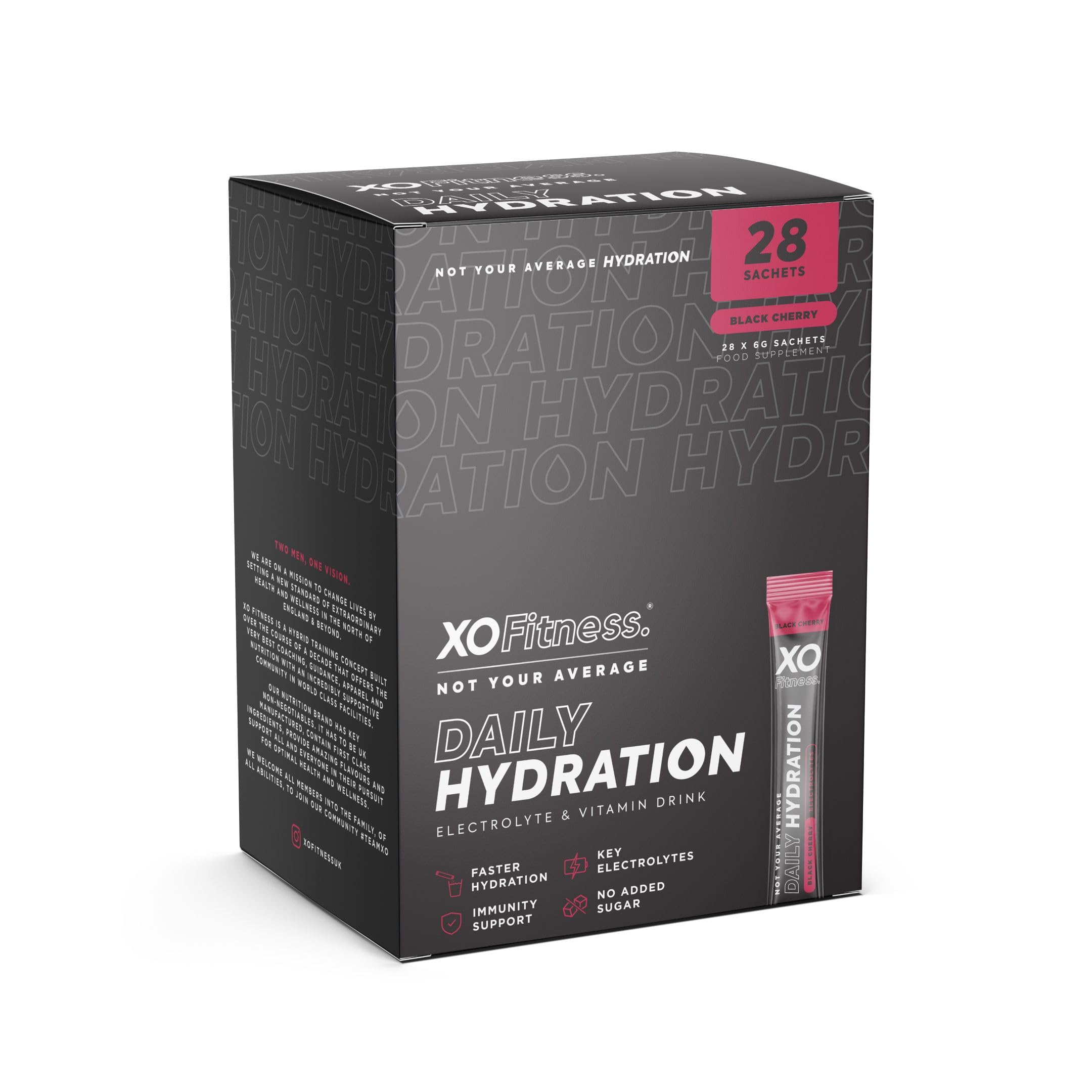 XO Fitness Electrolyte Hydration Sachets | Sugar-Free & Vegan | Black