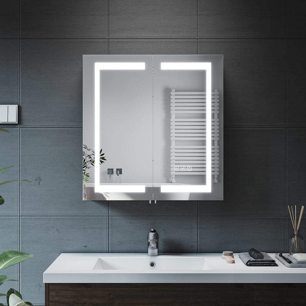 ELEGANT Modern LED Bathroom Mirror Cabinet with Shaver Socket, 630x650mm - image 1