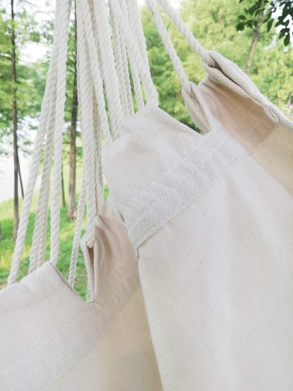 GOCAN Hammock Chair – Large Cotton Hanging Swing with Steel Spreader Bar