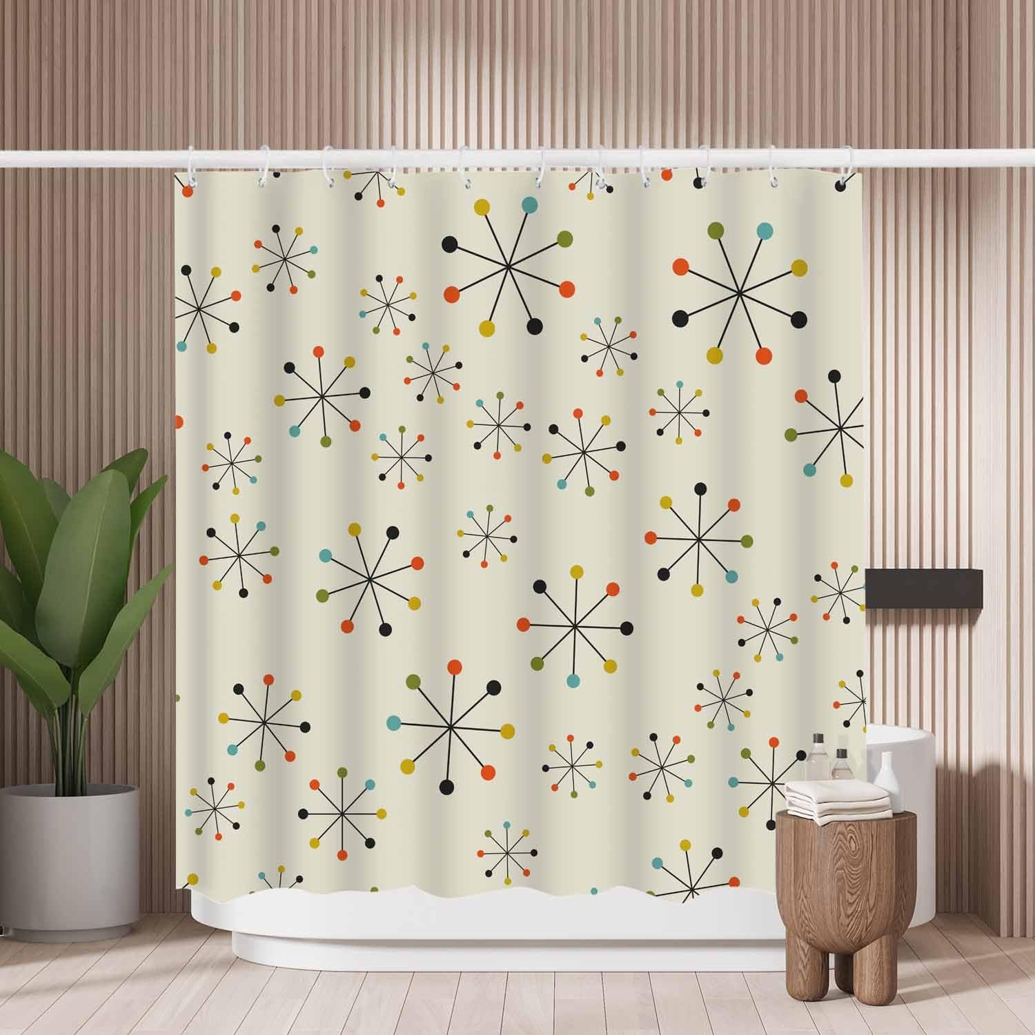 Geometric Shower Curtain – Mold Resistant Polyester Fabric