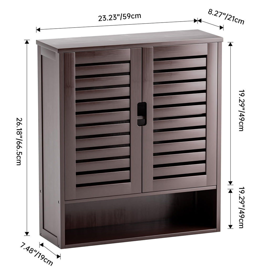 SMIBUY Bamboo Wall Mounted Bathroom Cabinet | 2-Door Medicine Organizer