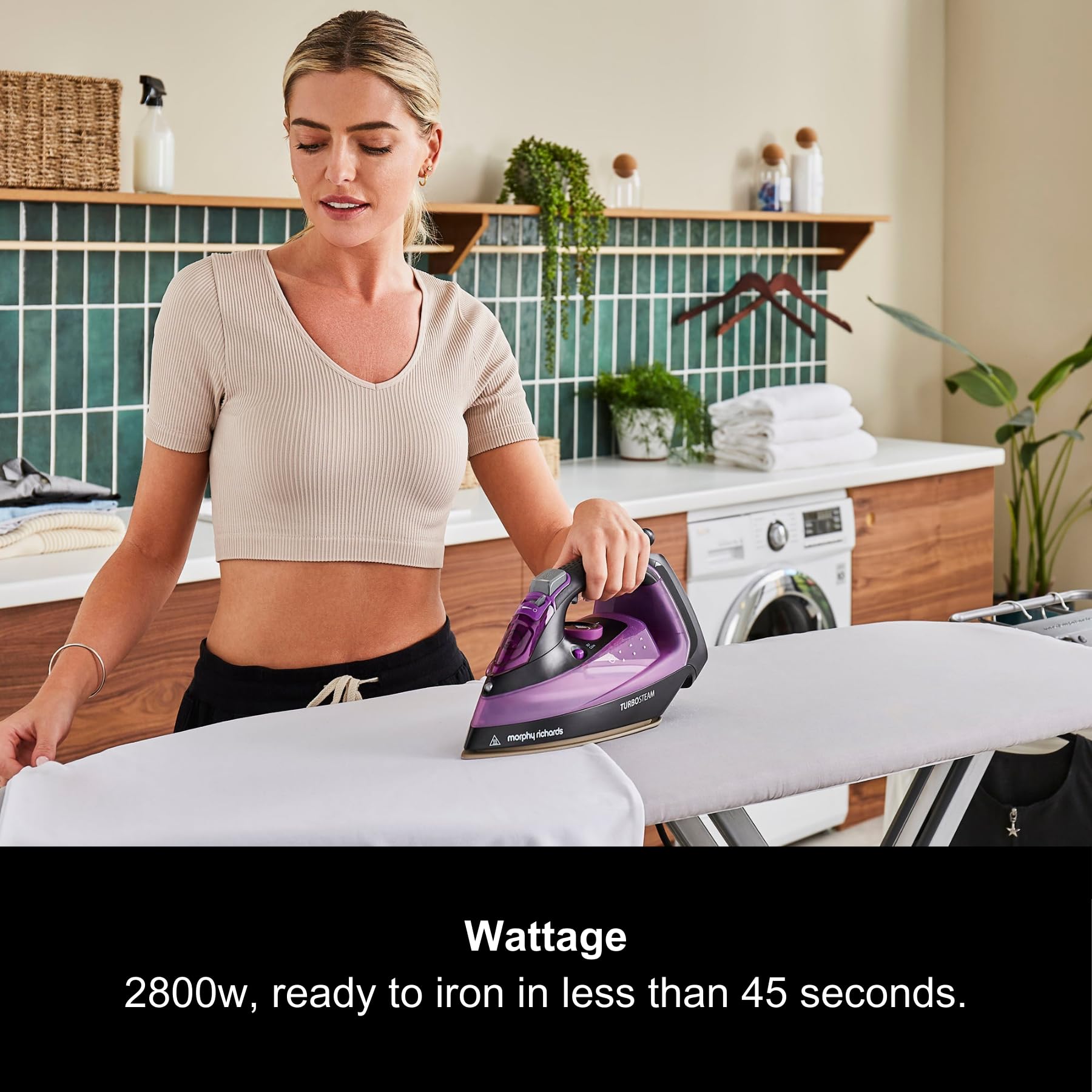 Morphy Richards Turbosteam Iron – 2800W Ceramic Soleplate, Purple