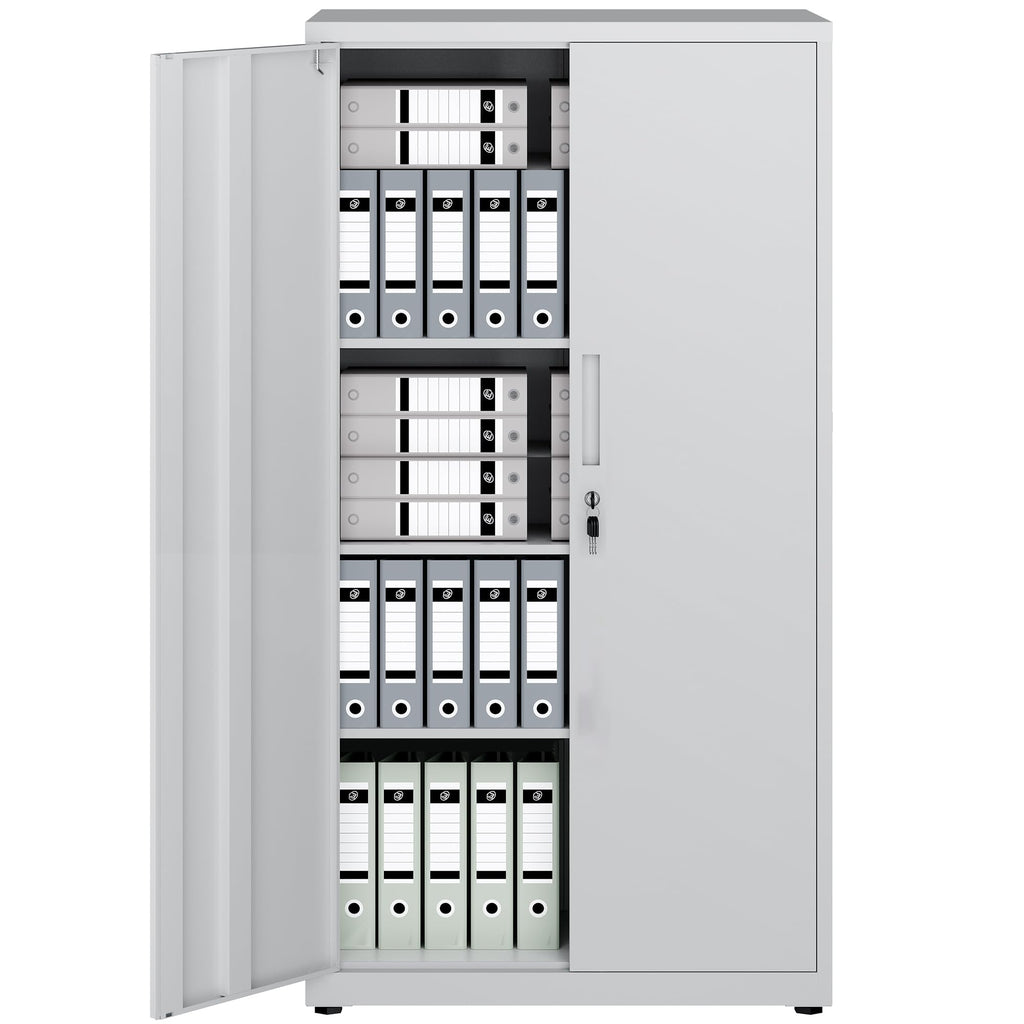 LAND·VOI Steel Storage Cabinet, 4-Tier Lockable Cabinet with Adjustable Shelves, Double-Door Cupboard Storage, For Home, Office Storage