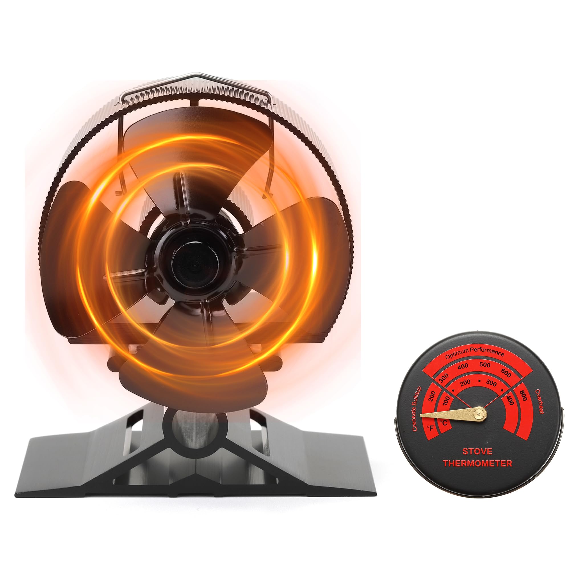 CRSURE Heat Powered Wood Burning Stove Fan | 4-Blade Silent Log Burner
