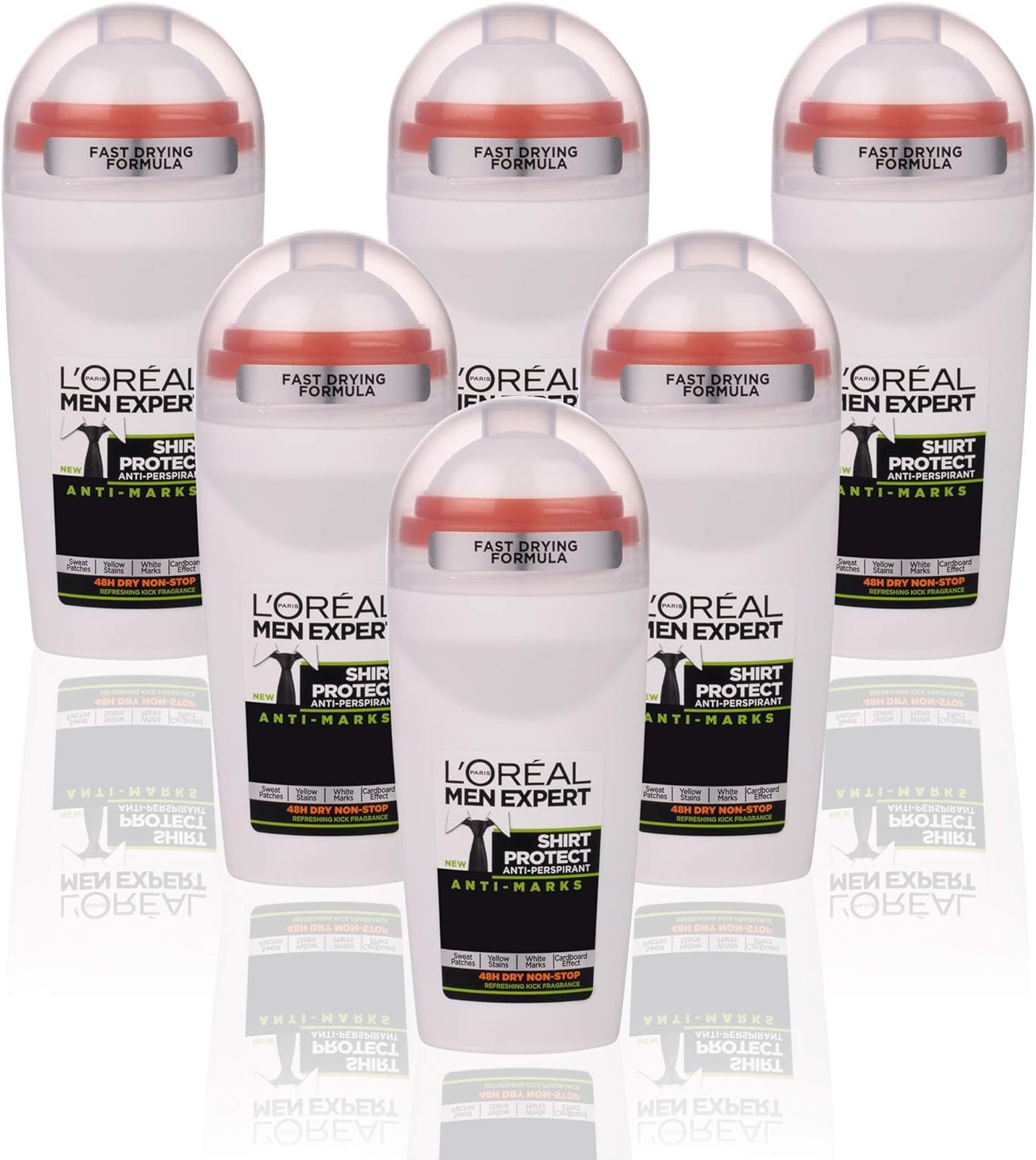 L'Oréal Men Expert Shirt Protect Anti-Perspirant Roll On, 50ml (6 Pack)