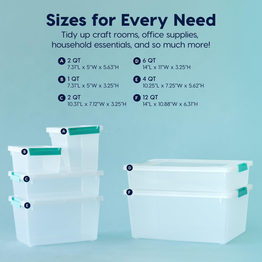 IRIS USA Storage Bins with Lids for Craft Storage, 6-Pack, 4.3 Qt Plastic Stackable Sensory Bin Organizer Container Clip Box for Art Craft Scrapbook - image 4