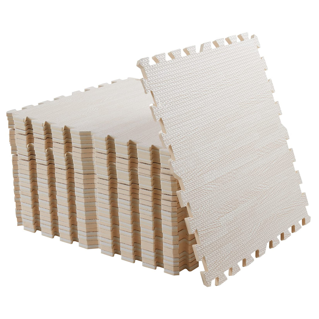 LUVODI Wood Grain Interlocking Foam Floor Tiles | 12Pcs Gym Mats