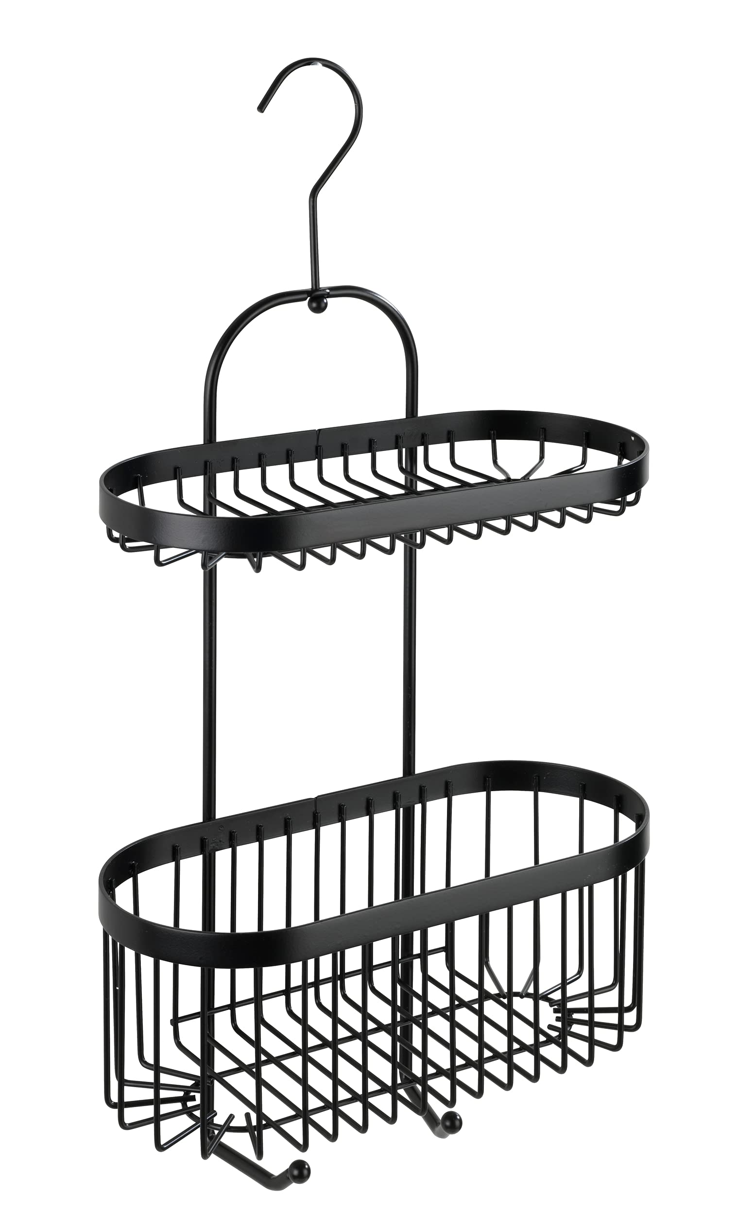 WENKO Classic Plus Black Steel Wall Shelf | Rustproof Shower Caddy