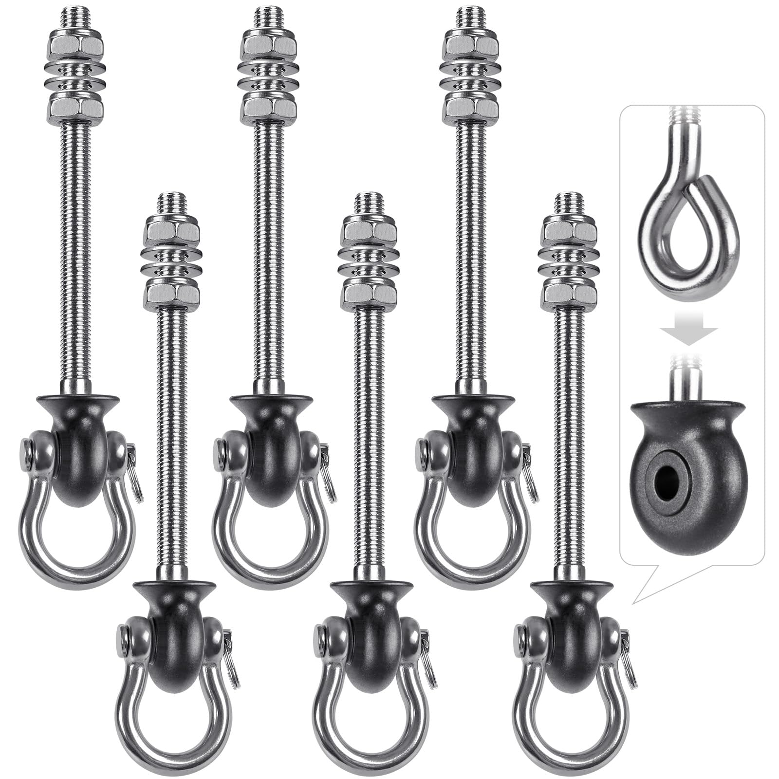 Dolibest 6-Pack Heavy Duty Swing Hangers | 304 Stainless Steel Swivel Hooks