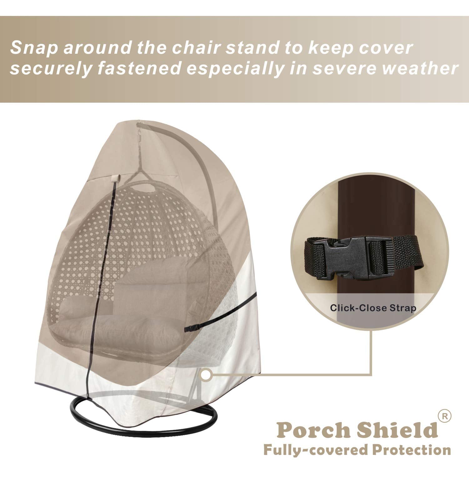 Porch Shield Double Seat Hanging Egg Chair Cover - 600D Waterproof Polyester